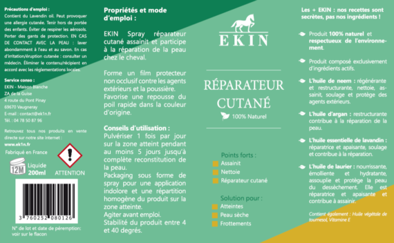 Etiquette Spray Réparateur Cutané